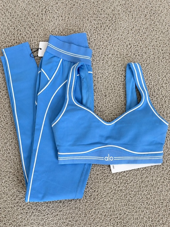 ALO Yoga Other - ALO Yoga Blue Sports Bra with White Piping